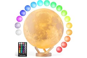 GROPINFLY Moon Lamp, 6 Inch Sliding Control Moon Light, Kids Night Light, 16 Colors Moon Night Light with Unique Stand, Timing, USB Rechargeable, Room Decor, Christmas Birthday Gifts for Kid Women Friends Lover