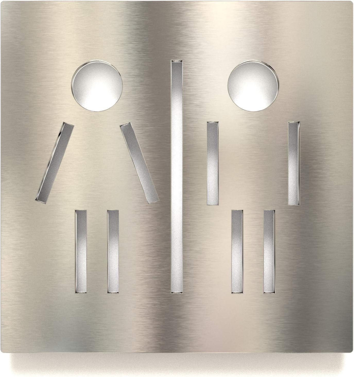 INOXSIGN Toilet Sign C05 ? Unisex Toilet Sign ? Self-Adhesive Stainless Steel Door Sign for Toilet and Bathroom ? Clear and Tool Installation ? Toilet Sign ? Made in Germany