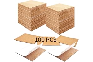 ANPUIMULT 100 Pcs Cork Coasters Bulk,4"x 4" self Adhesive Cork Coaster Bottoms,Square Cork Mats Backing Sheets for DIY Coasters Crafts Backing Tiles Supplies