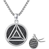 TRISHULA Alcoholics Anonymous Necklace 925 Sterling Silver Sobriety Recovery Symbol Pendant AA Narcotics Anonymous Jewelry Birthday Christmas Gifts for Him Men Women