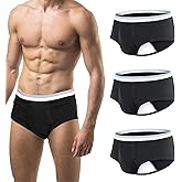 Carer Mens Incontinence Underwear Washable 3 Pack Cotton Reusable Incontinence Boxers Briefs for Men Built in Cotton Pad for Bladder Leakage 150ML, X-Large