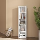Panana 5-Tier Wooden Cube Bookcase White Tall Narrow Display Unit view 4
