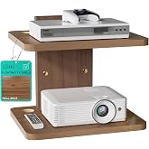WALI 2 Tier Floating TV Wall Shelf for Projector, DVD Player | Projector Shelf for Routers, Game Consoles, Cable Boxes, Wall Mount Shelves Hold Up to 22lbs, (CS202N), 2-Shelf, Walnut Brown