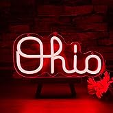 Mutank Ohio Neon Signs for Wall Decor, USB Powered Dimmable Ohio State LED Neon Light, for Home Room Decor Sports Fans Team Wall Decor Club Store Party Man Cave Gifts(12.5 * 6.2 In)