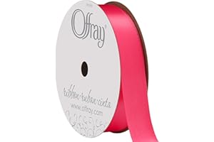 C.R. GIBSON Berwick Offray 264584 5/8" Wide Single Face Satin Ribbon, Shocking Pink, 6 Yds