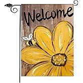 Sunflower Spring Summer Welcome Garden Flags 12x18- Bee Flower Yard Flag Double Sided for Outside Lawn Patio