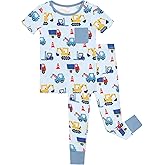 DREAMHALO Toddler Boys Clothes-Viscose Made from Bamboo, Short Sleeve Top with Long Pants Sets 2Pcs Outfits Cute Playwear