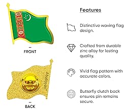 Turkmenistan Flag Lapel Pin - Enamel Metal National