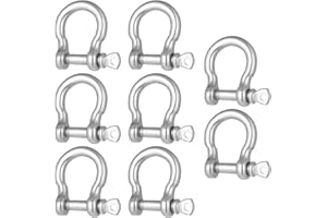 TRINKRITTEY 8pcs Screw Pin Anchor Shackle, 3/16 Inch 304 Stainless Steel D Ring Shackles 15 mm M5 Bow Clevis Shackle Anchor Shackles with Screw Pin for Traction Steel Wire Chains Wirerope Paracord Outdoor Camping
