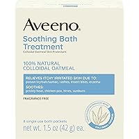 Aveeno Soothing Bath Treatment, Eczema, Dry Skin Relief, Colloidal Oatmeal Bath, Cleanser, Fragrance Free, 8-pack, 42 gram