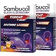 Sambucol Black Elderberry Throat Lozenge - with Honey, Vitamin C & Zinc, Elderberry Lozenges Sore Throat & Cough, Soothes Scratchy Throat, Soft & Chewy - 2 Pack (40 Total Pastilles)