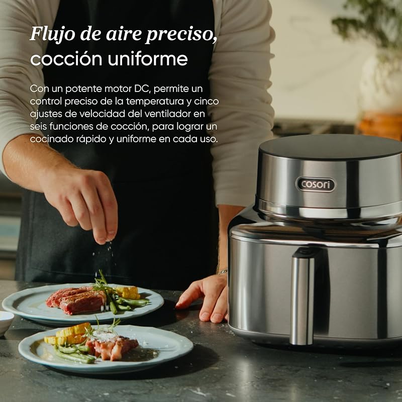 Iconic Single Freidora de Aire Inteligente 6,2L, Acero Inoxidable