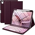 Harvopu Compatible for iPad Air 11 Inch/Air 5th 4th Generation Case with Keyboard - Folio Keyboard Cover with Pencil Holder for iPad Air 11-inch M3/M2 (2025/2024), Air 5/Air 4 (Mulberry)