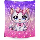 Kids Blanket Cat Blankets Gifts for Girls Toddler - 40x50 Inches Soft Flannel Throw for Couch, Office Travel Home Party Decor