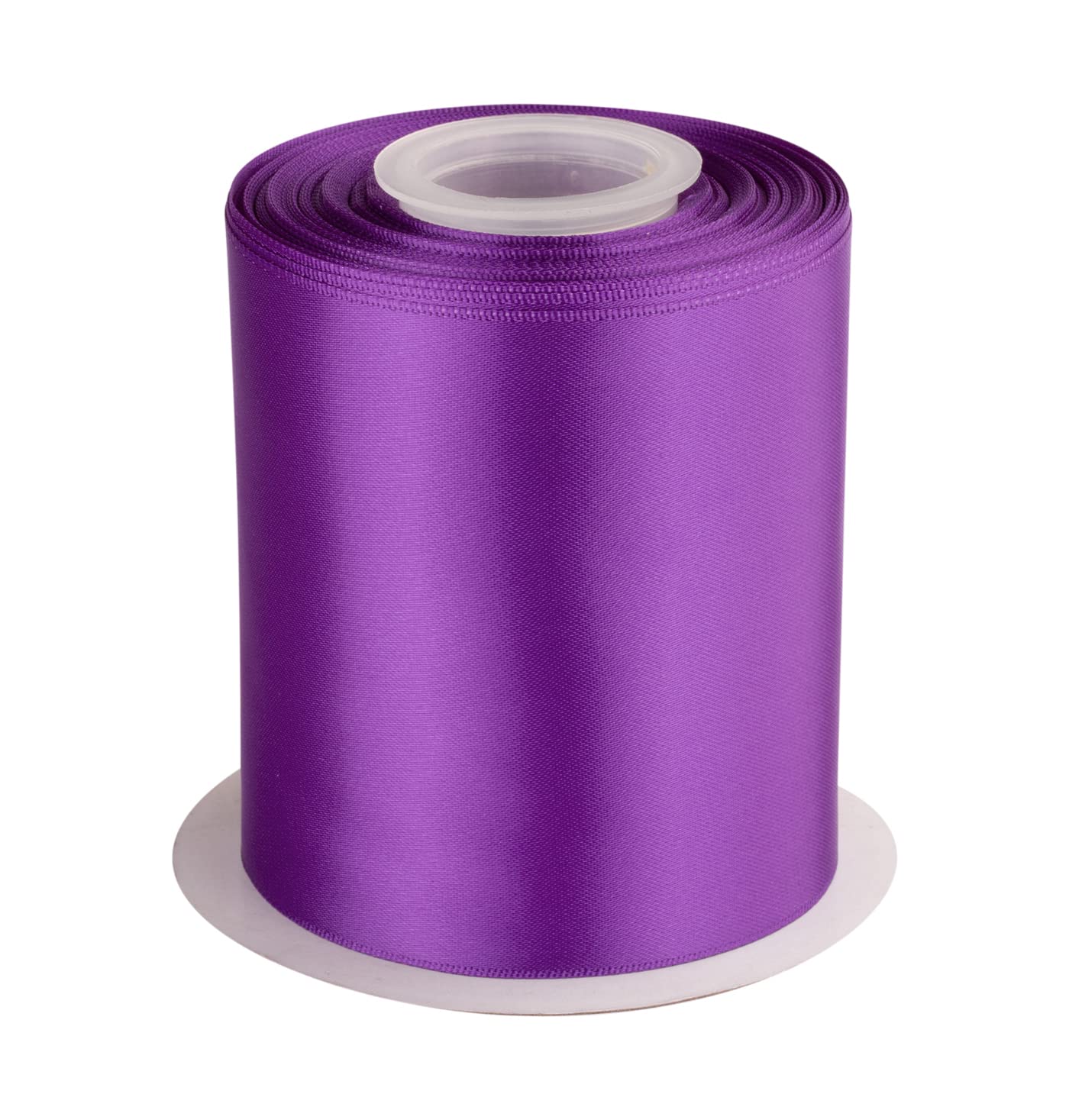 Double Faced Satin Ribbon, 100mm X 22M, Solid Polyester Craft Ribbon, Perfect for Gift Wrapping, Crafts, Wedding Party Ceremony Decoration, Floral Arrangement, Sewing (Purple)