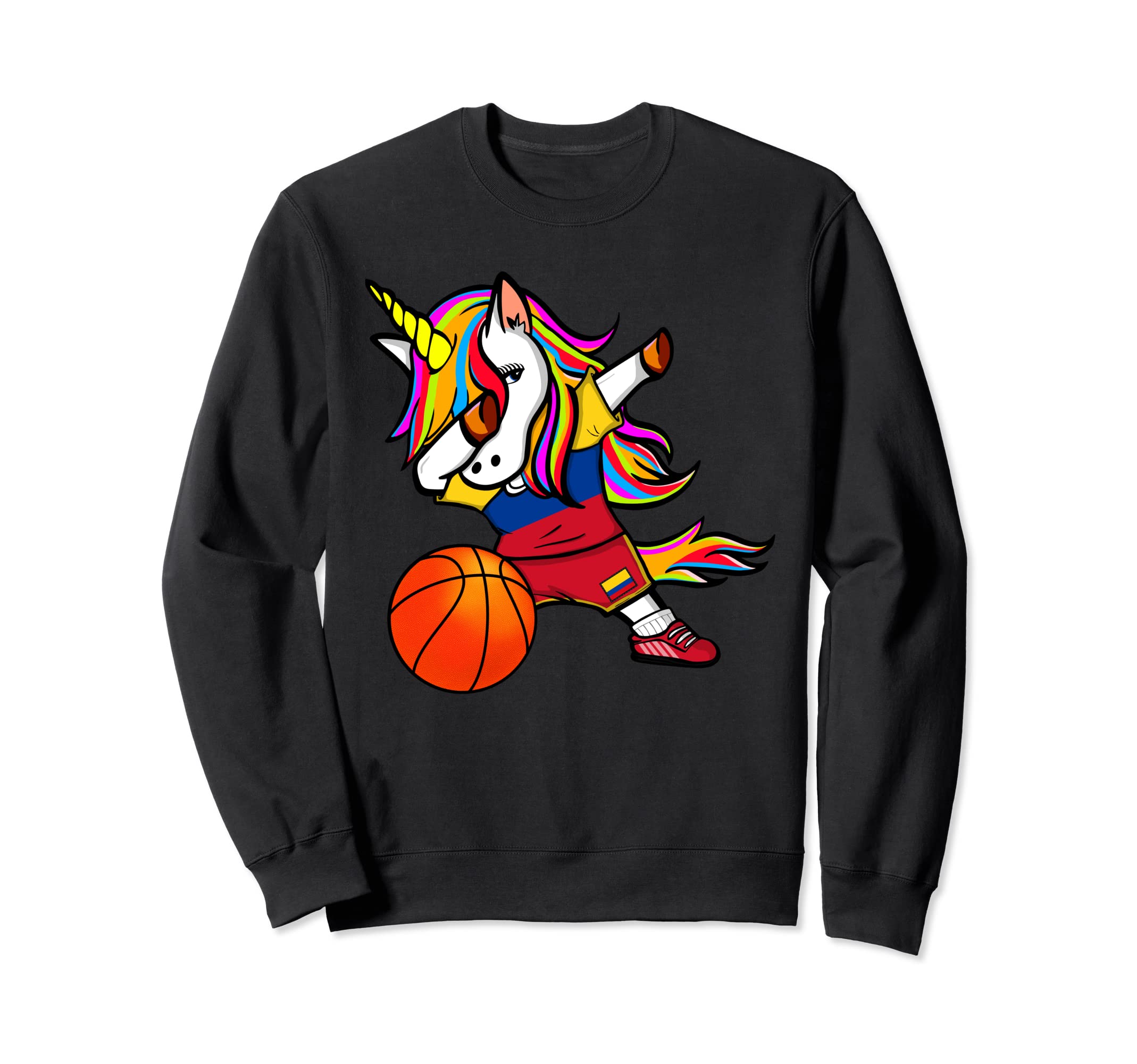 Funny Dabbing Unicorn Colombia Basketball - Colombian Flag Sweatshirt
