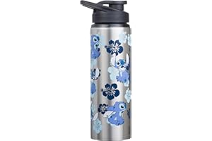 Silver Buffalo Disney Lilo and Stitch Double Walled Stainless Steel Water Bottle, 25 Ounces
