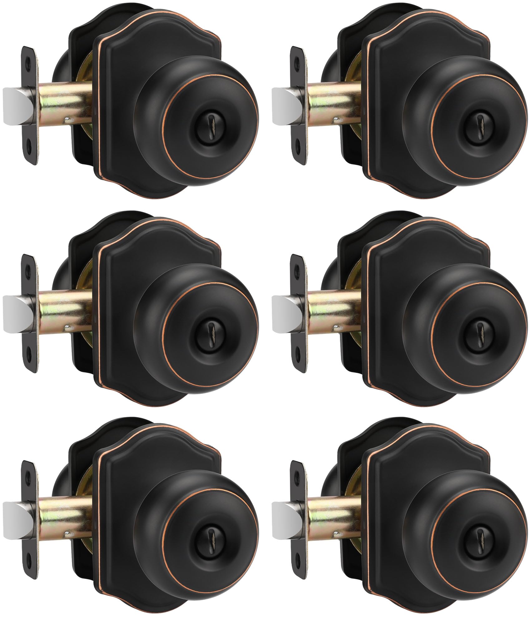 Photo 1 of goldenwarm Oil Rubbed Bronze Door Knobs Interior, Bedroom Door Knob & Bathroom Classic, Bronze Interior Door Knobs 6 Pack