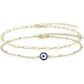 Tarsus Gold Plated Evil Eye Bracelet/Anklets Layered Amulet Nazar for Women