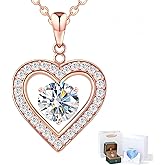 Lulupanda Heart Pendant Necklace for Women: Luxury Gift for Wife Girlfriend Mom/Her - 3ct D Color Moissanite - Gold Jewelry with Gift Box- Hypoallergenic & Adjustable Chain - Daily & Special Occasion Wear