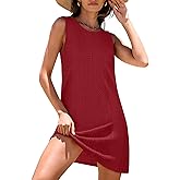 ANRABESS Womens Swimsuit Cover Up 2026 Summer Eyelet Sleeveless Beach Dresses Swimwear Bathing Suit Coverup Vacation Clothes