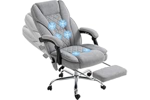 Vinsetto Massage Office Chair with Foot Rest, Velvet Reclining Gaming Chair with 6 Vibration Point, Adjustable Height, Tilt F