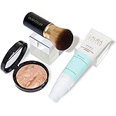 LAURA GELLER NEW YORK Laura's Must-Haves Kit 3pc: Baked Balance-n-Brighten Powder Foundation, Fair + Spackle Skin Perfecting Makeup Primer, Hydrate + Airbrush Round Kabuki Brush
