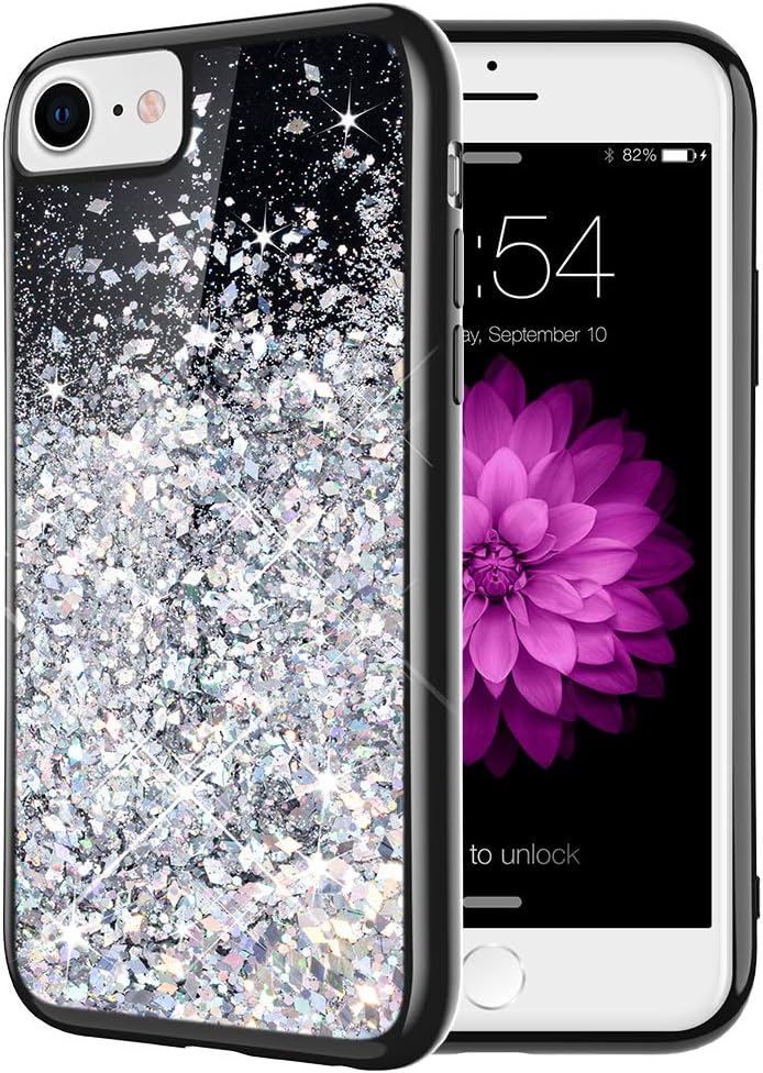 iPhone 6 6S Case, iPhone 6 7 8 Glitter Case Caka Starry Night Series Bling Flowing Floating Luxury Liquid Sparkle Soft TPU Glitter Case for iPhone 6 6S 7 8 (4.7 inch) (Silver)