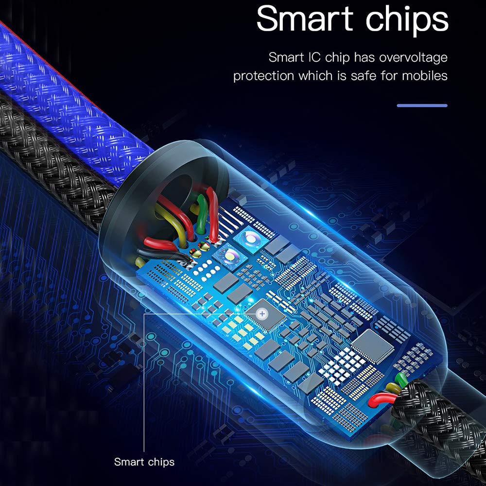 Quick Charging 3in1 USB Cable for Mobile Phone Micro USB Type C Charger Cable for iPhone Samsung 6 Charging Cable Micro Charger (1.2M)