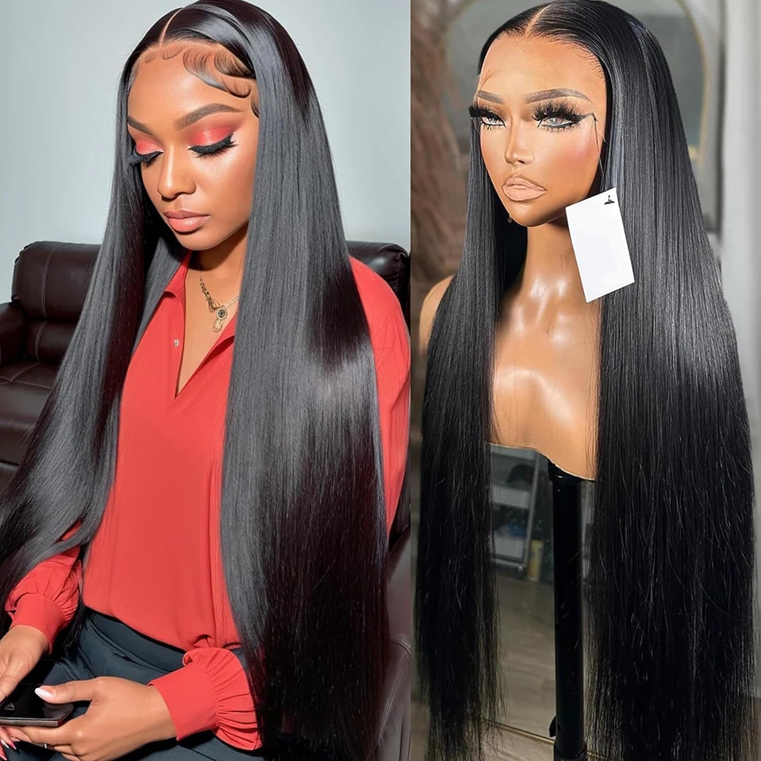 Bele Straight 13x6 HD Lace Front Wigs Human Hair 26 inch 180% Density Transparent Deep Part Lace Front Wigs Brazilian Virgin Huamn Hair for Black Women Natura — image 1