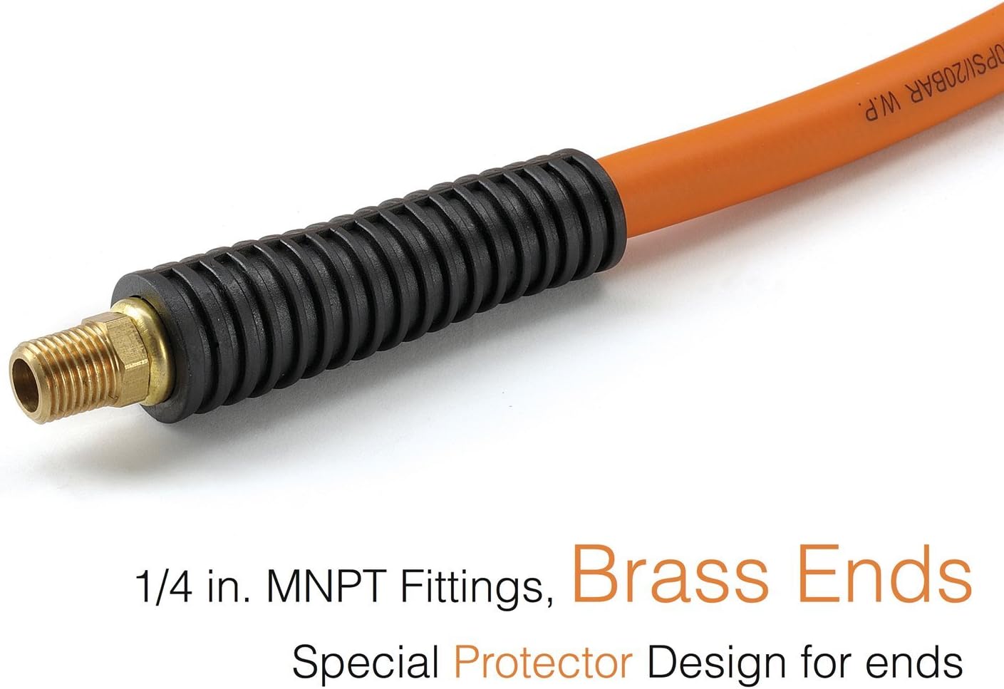 Hybrid Air-Hose 3/8 in. x 50 FT.1/4 in. MNPT Fittings, 300 PSI, Lightweight Flexibility Polymer Hose by Giraffe - - 