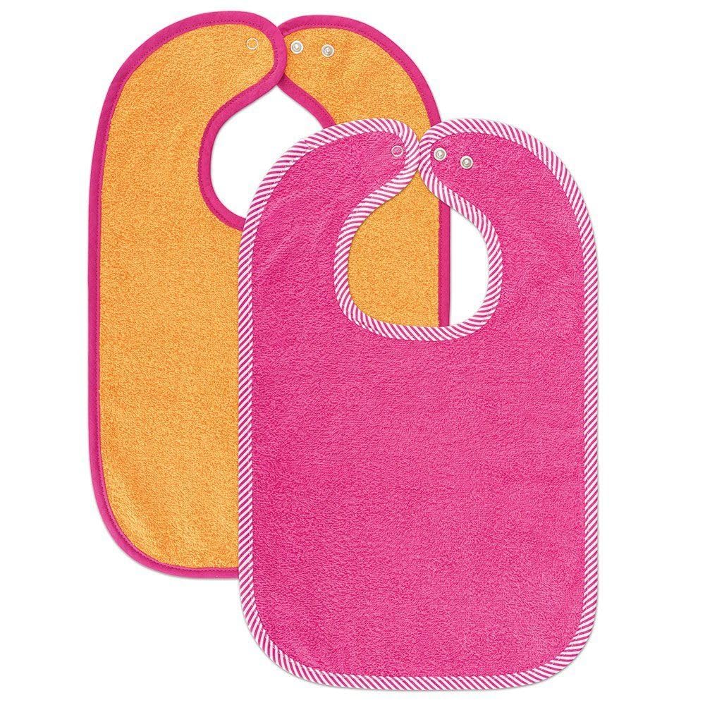 Set of 2, Baby Bib, Size Adjustable With Press Stud, Extra Large, Highly Absorbent, Oeko-Tex Tested For Harmful Substances, 100% Cotton