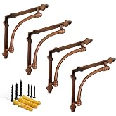 NACH Decorative Shelf Brackets, 2 Pack of 7.25 x 1.6 x 7.25 inch Copper Cast Iron Shelf Brackets - Decorative Brackets for Mounting - Industrial Style Brackets