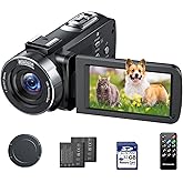 FIREFOTO Camcorder Video Camera 4K, 42MP Digital Camera for Vlogging, 3" 270&deg; Rotating Screen 18X Digital Zoom Video Recorder for YouTube Beginners with Remote Control, 2 Batteries, 32GB SD Card
