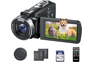 FIREFOTO Camcorder Video Camera 4K, 42MP Digital Camera for Vlogging, 3" 270° Rotating Screen 18X Digital Zoom Video Recorder for YouTube Beginners with Remote Control, 2 Batteries, 32GB SD Card