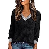 AUTOMET Womens V Neck Long Sleeve Shirt Fall Fashion Tops Tunic Dressy Casual Sweater Clothes Cute Trendy Work Outfits 2026