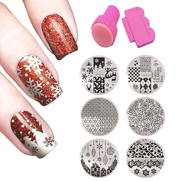 Sticker Per Unghie Kapmore 6 Pezzi Adesivo Per Unghie Di Natale Fiocco Di Neve Nail Decalcomanie Con Chiodo Stampo E Raschietto