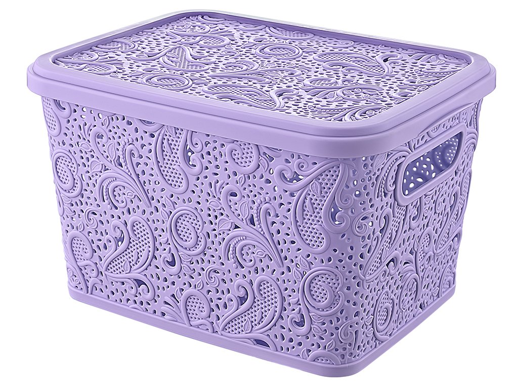 Maya Professional Tools 041210 Multi-Purpose Basket with Lid Floria, 5.5 Litres, Pink and Green and Yellow - Image 4