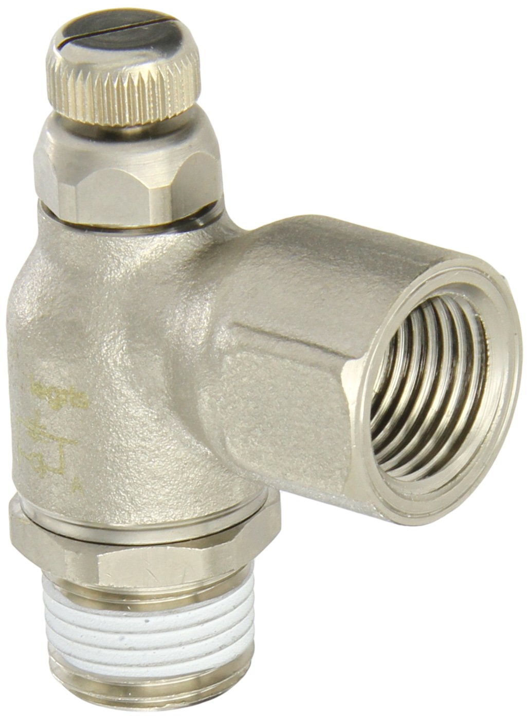 Legris 7115 22 22 Brass Air Flow Control Valve, 90 Degree Elbow, Meter