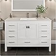 Eviva London 54 in Bathroom Vanities – 54 Inch Bathroom Vanity with Sink and Countertop, White Vanity Bathroom Sink Cabinet W/Quartz Countertop – Porcelain Single Sink Design for Modern Bathrooms