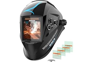 AZZUNO Welding Helmet Auto Darkening, True Color Large Viewing 3.94"×3.82", Solar Powered Welding Hood Mask with Wide Shade 4/5-9/9-13 for TIG/MIG/Stick Weld/Cut/Grind