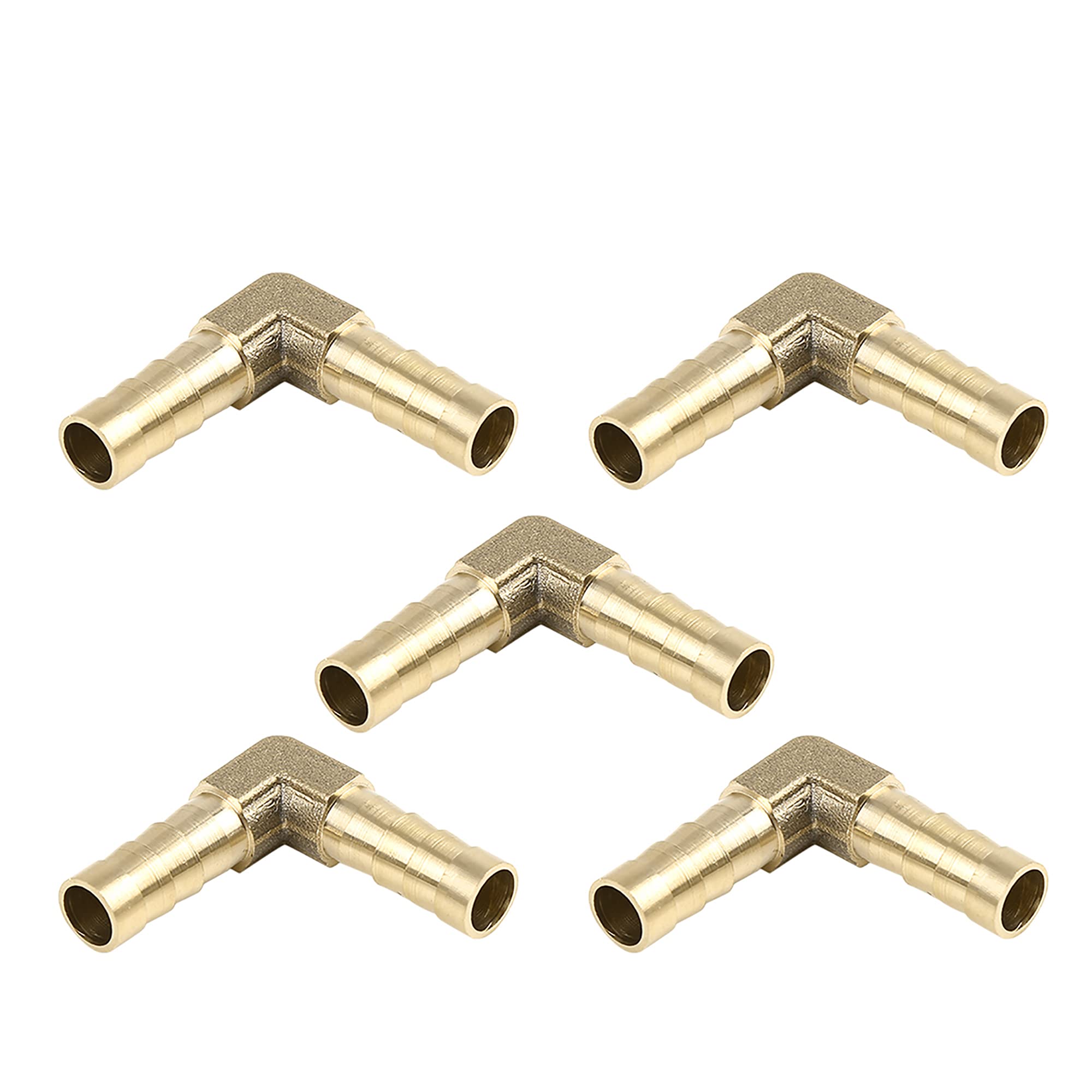 X AUTOHAUX 8mm Brass Barb Elbow 90 Degree Male Thread Connector for Air Water Gas Oil 5pcs