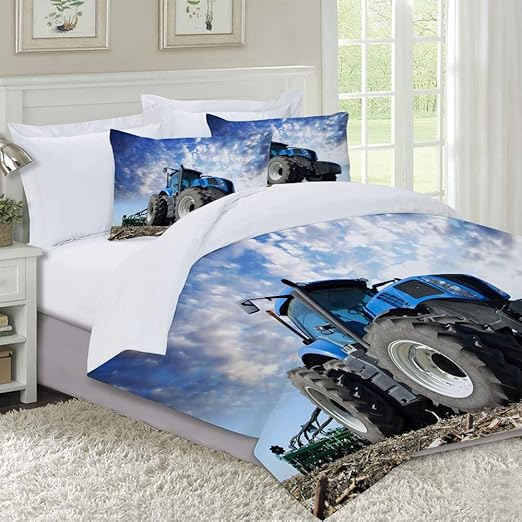 Duvet Cover SetBedding,The Tractor Wheels Huge Field Farmer Riding