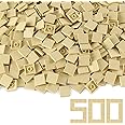 Tan 2×2 Tile ×500 Parts and Pieces Flat MOC Bricks, Bulk Building Blocks for Smooth Surface Wall Floor, Toy Accessories Compatible with Major Brands