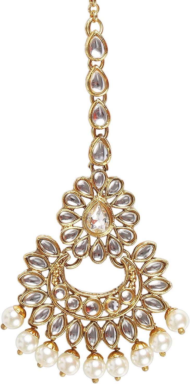 Dancing Girl Kundan Teeka Bridal Maang Tikka for Wedding Indian Jewelry for Women