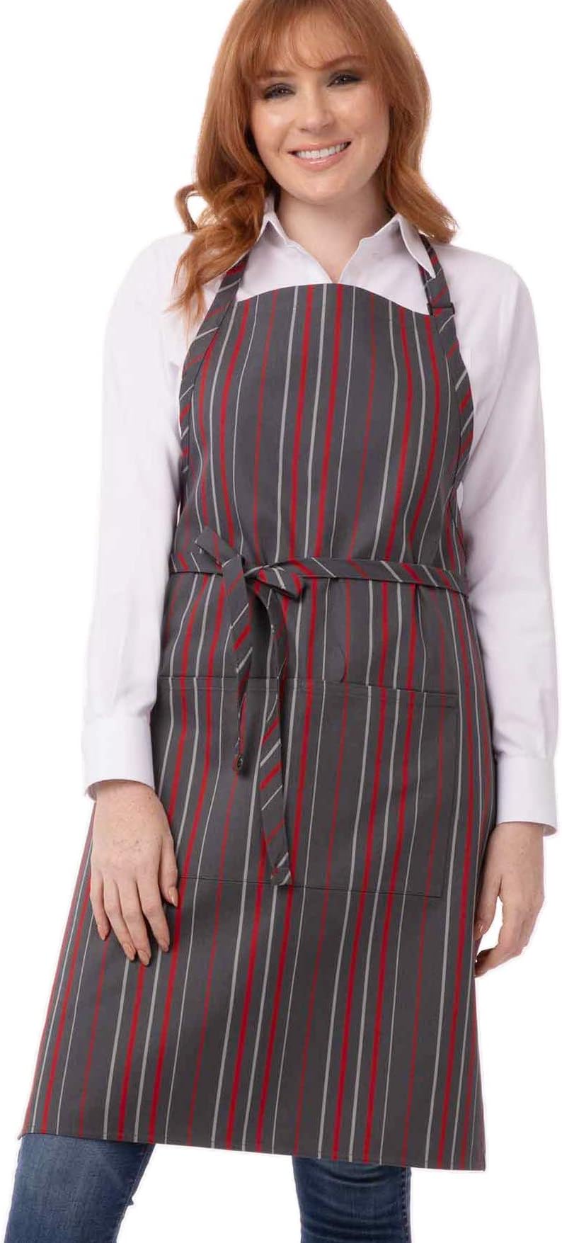 Chef Works Unisex Striped Bib Apron