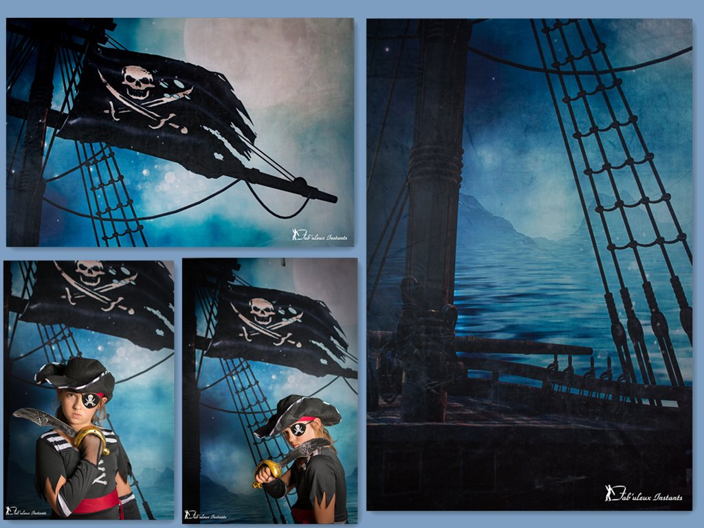 Sfondo Fotografico In Vinile 6x3m – Nave Pirata Con Scale E Finestre In Legno