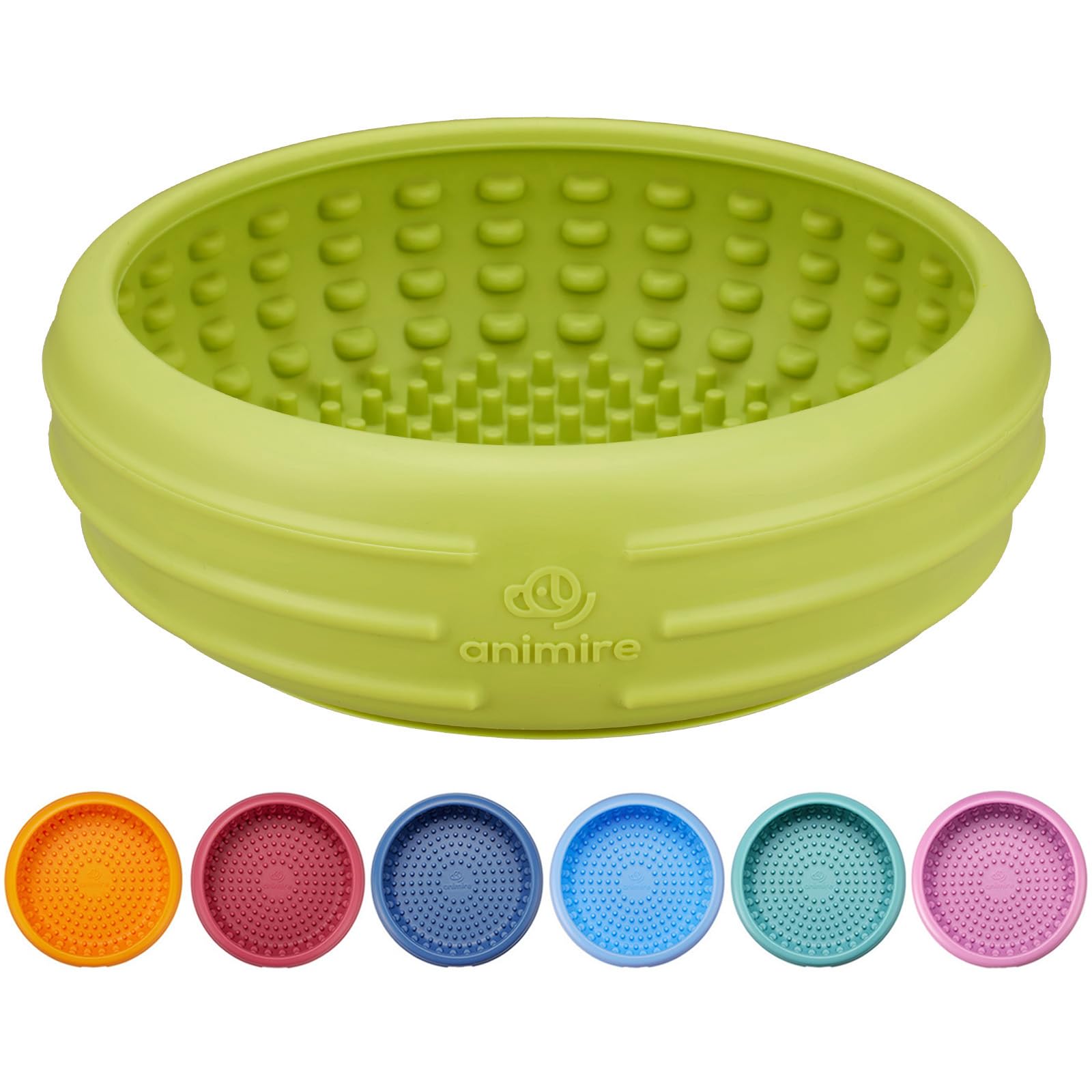 Photo 1 of 1pc. Dog Lick Bowl, Animire Freeze Lick Mat for Dogs, Non-Slip Slow Feeder Licking Bowl Enrichment Treat for Distraction Anxiety Relief, Food Grade Silicone, Dishwasher Safe(Green,S)
