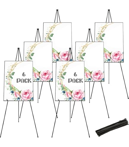 Chevalet Métal Blanc Pliable Ajustable - Support Affiche Mariage Art Présentation Portable