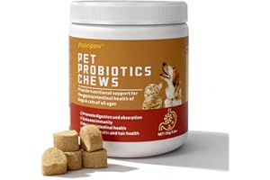 Probiotics for Dogs, Dog Probiotic Chewable Tablets, Digestive Enzymes & Prebiotics Regulate Gut Health, Improve Digestion & 